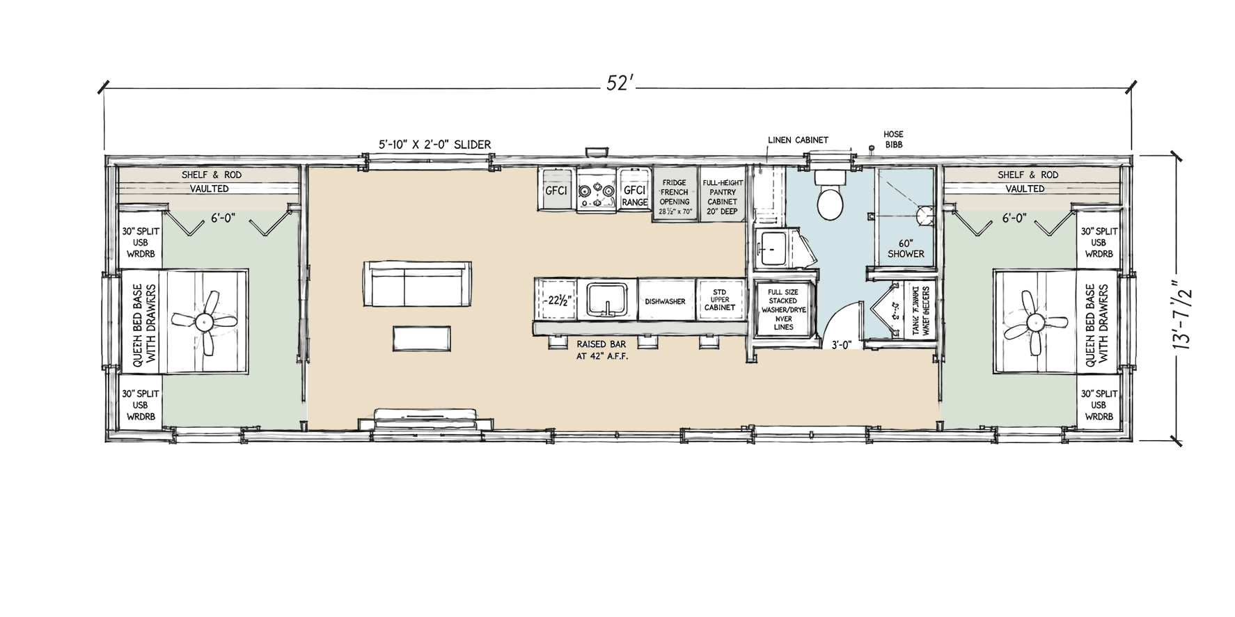 Modern Farmhouse 2 Bedroom Modular floor plan